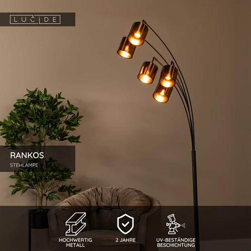 Lucide RANKOS - Stehlampe - 5xE14 - Schwarz - USP